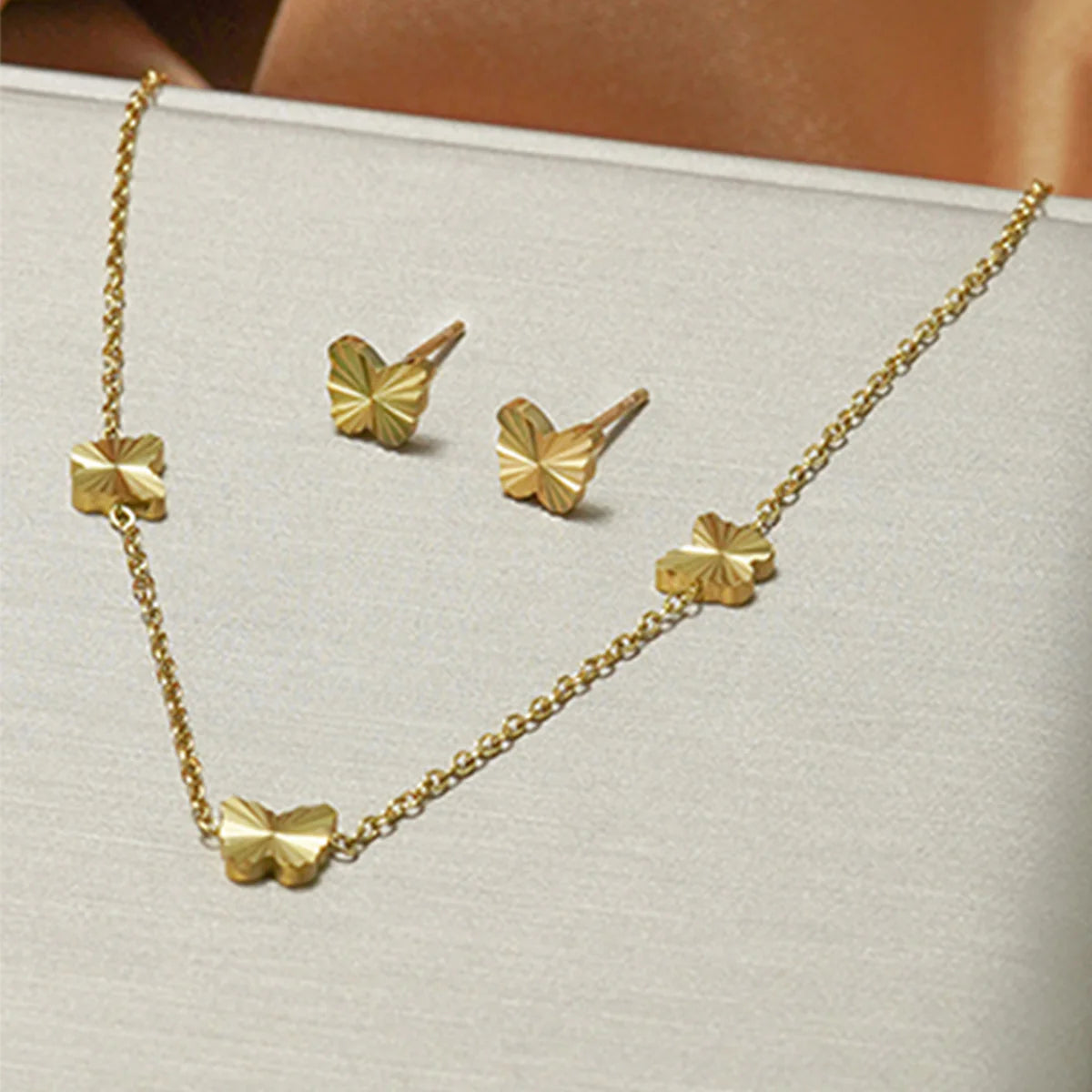 18K Gold-Plated Butterfly Set – Earrings & Necklace