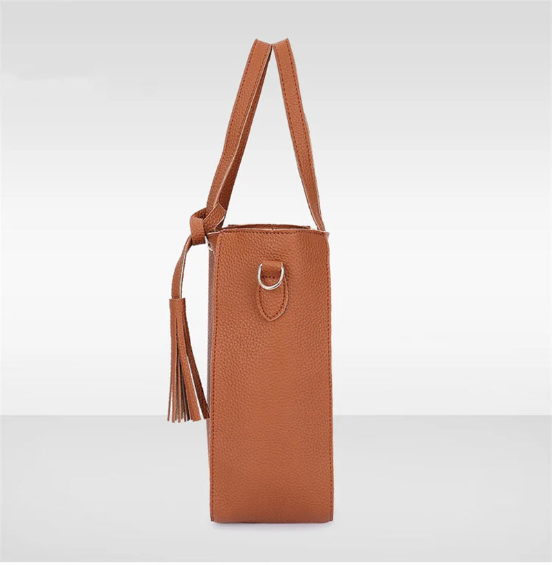 Elegant Tassel Bucket Bag Set – Versatile 4-in-1 Handbag