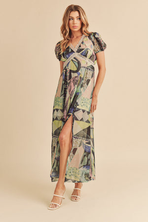A-to-B Geo Print Lace Maxi